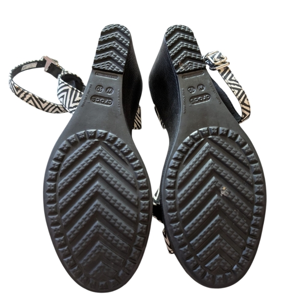 Crocs Leigh II Cross-strap Ankle Wedges Sandal Zebra Black White Rare Women 10 - Picture 8 of 15
